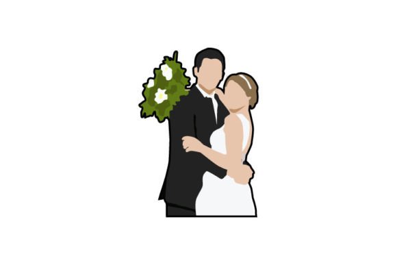 Elegant Couple Wedding Bride Drawing Design