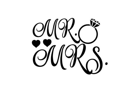Elegant Mr. and Mrs. Wedding Ring SVG Graphic