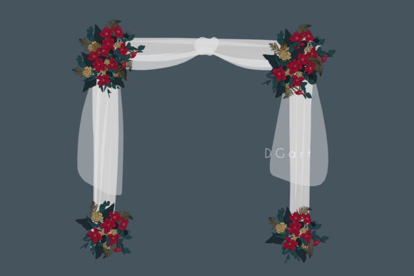 Elegant Wedding Arch with Flowers Graphic for Designers