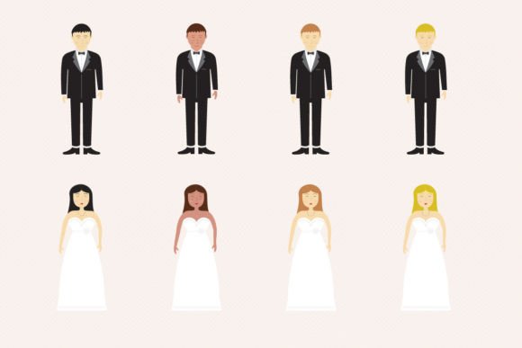 Elegant Wedding Brides and Grooms Figurines for Design Projects