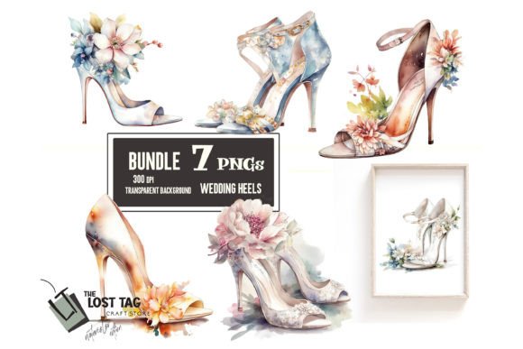 Elegant Wedding Heels PNG Sublimation Bundle for Designers