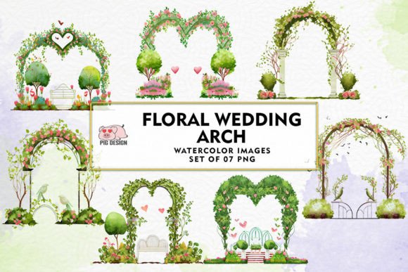 Elevate Designs with Floral Wedding Arch Watercolor Clipart