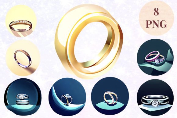 Elevate Your Designs with Wedding Ring 8 Clipart PNG