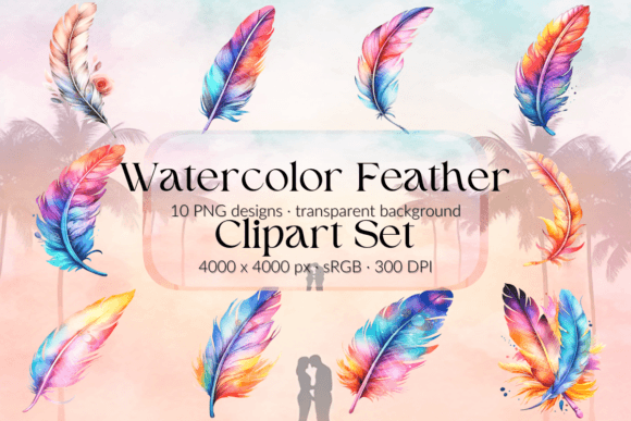 Feathers Clipart Wedding Watercolor Set