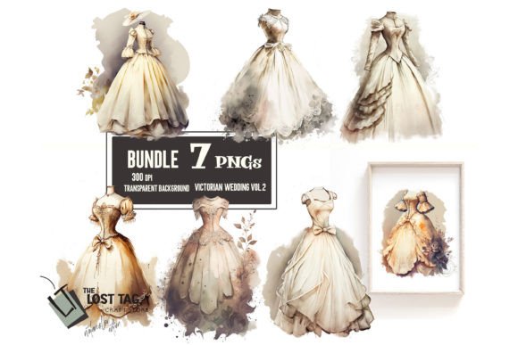 Retro Flower Wedding Dresses PNG Clipart: A Designer's Asset
