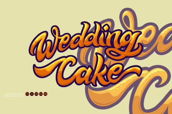 Wedding Cake Classic Hand Lettering Text & Vector Illustration
