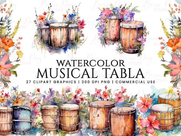 Wedding Musical Tabla Clipart Bundle for Designers